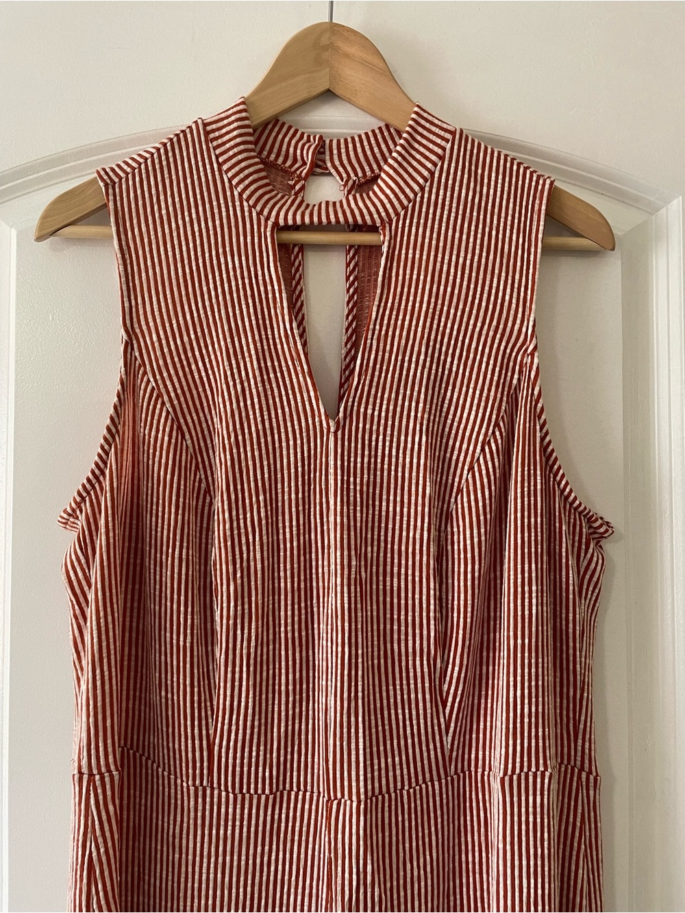 ModCloth Rust and White Striped Sleeveless Jumpsuit Size 1x